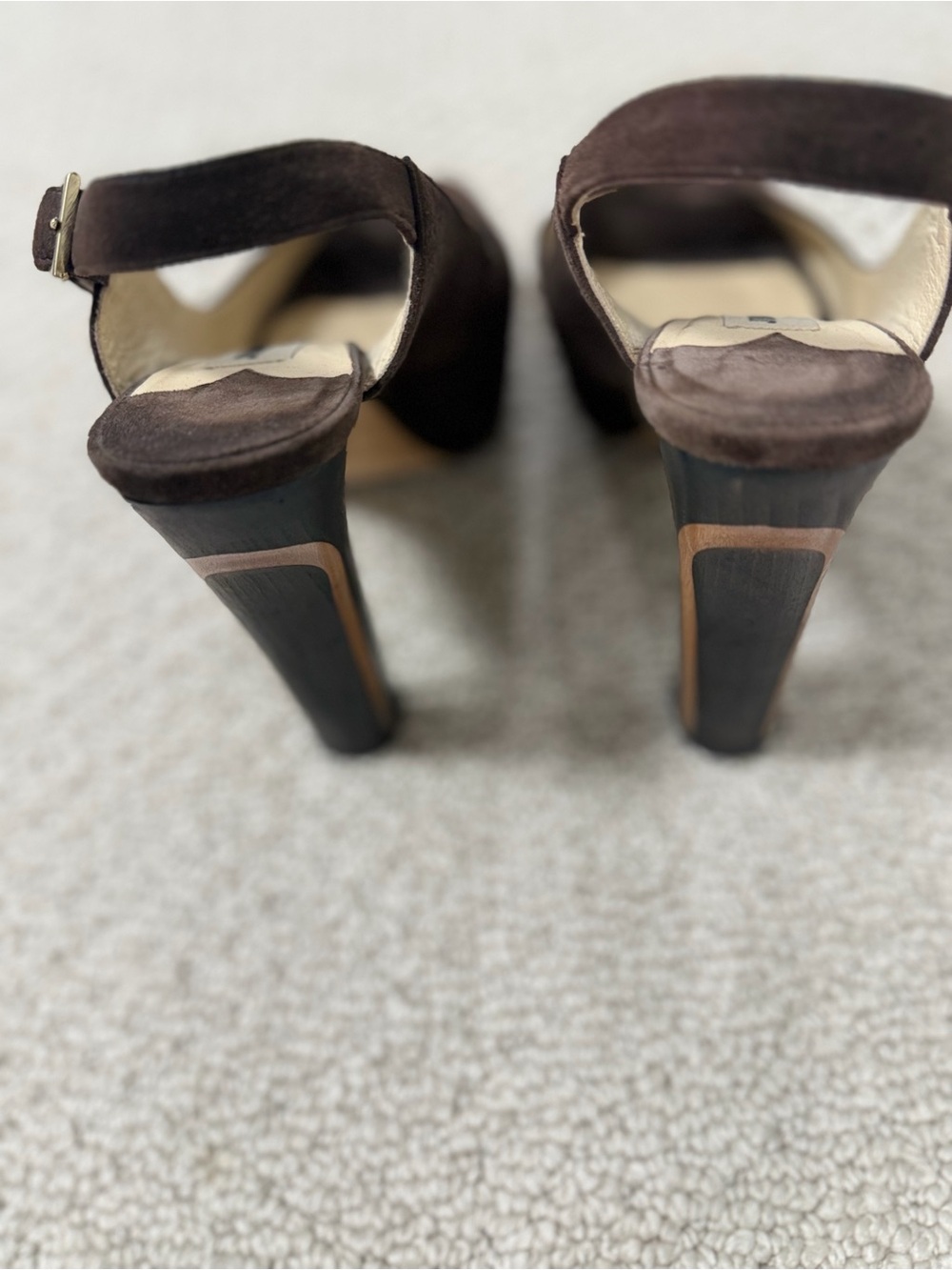 Jimmy Choo Nova dark Brown Suede Platform Block Heel pump
